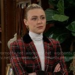 Claire's red plaid tweed jacket on The Young and the Restless