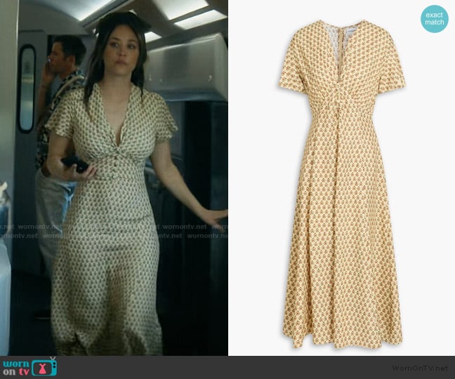 Claudie Pierlot Floral-print crepe midi dress worn by Alice Monroe (Kaley Cuoco) on Vanished