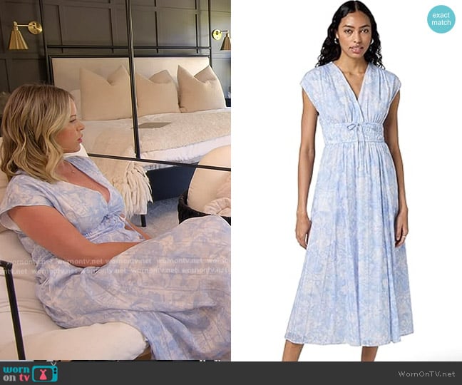 Club Monaco Tie Front Flutter Sleeve Midi Dress worn by Amanda Frances on The Real Housewives of Beverly Hills