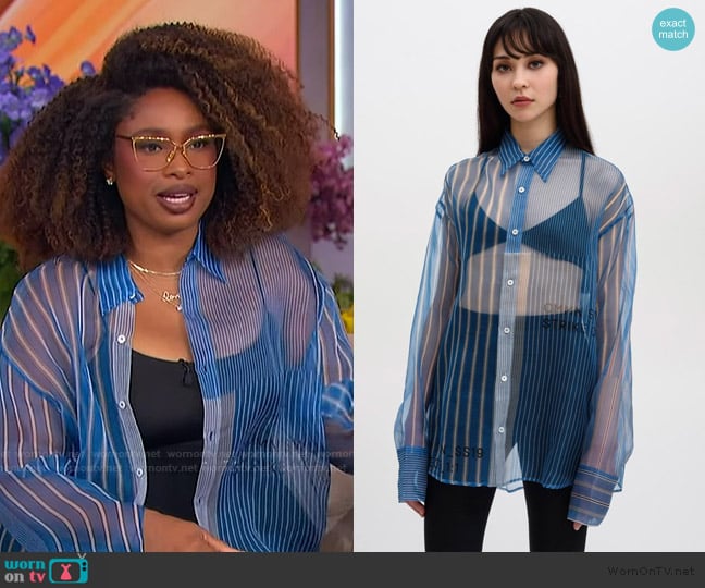 Cmmn Swdn Cecil Strike Off Silk Shirt worn by Jennifer Hudson on The Jennifer Hudson Show
