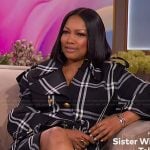 Garcelle Beauvais’s black plaid coat on The Jennifer Hudson Show
