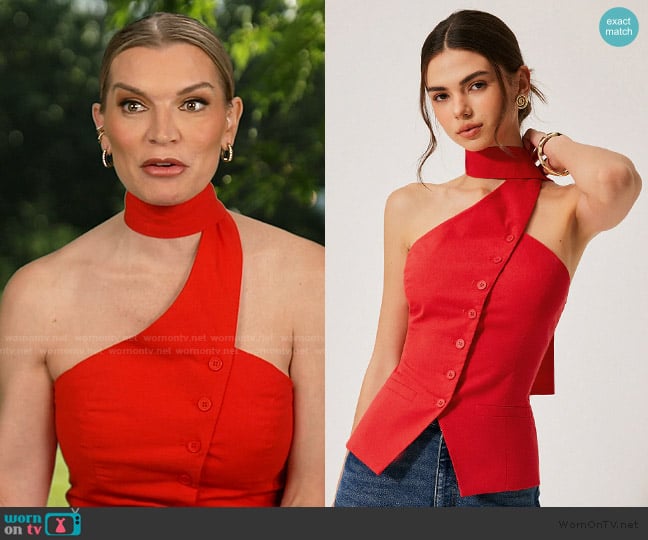 Lindsay’s red halter confessional top on Summer House
