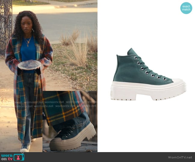Samira’s green chunky sneakers on The Burbs
