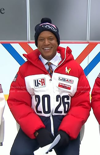 Craig’s red, white and navy puffer jacket on Today