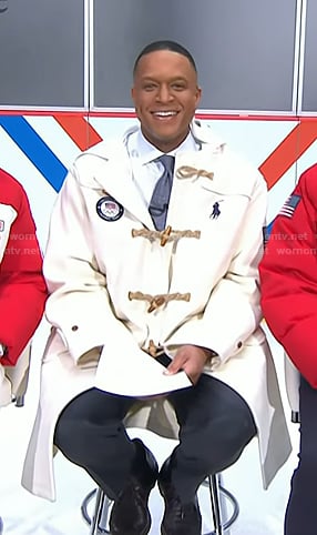 Craig's white toggle coat on Today