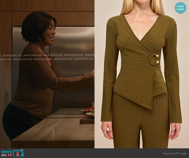Cult Gaia Collette Top in Rosemary worn by Athena Grant (Angela Bassett) on 9-1-1