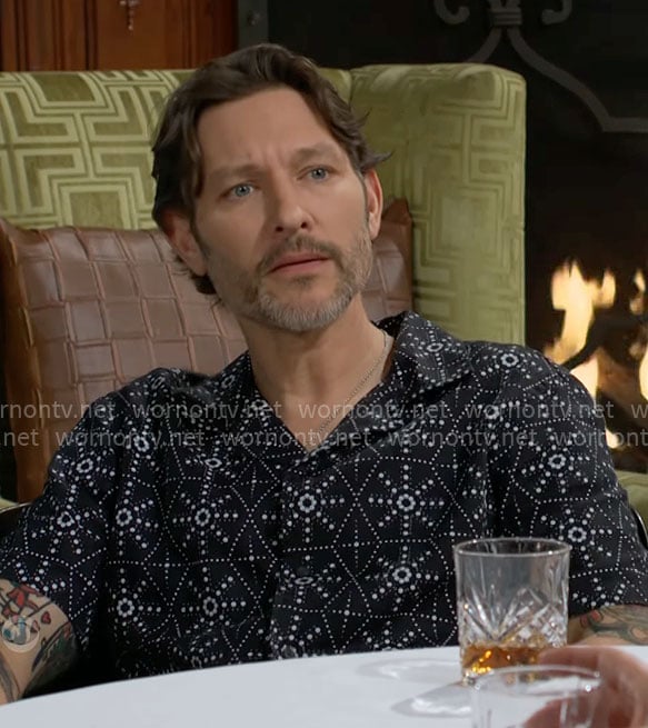 Daniel's black starburst print shirt on The Young and the Restless