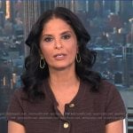 Darlene’s brown short sleeve knit cardigan on Today