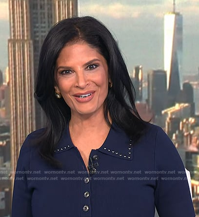 Darlene’s navy studded collar polo dress on Today