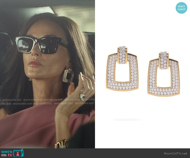 David Webb  Diamond Twiggy Earrings worn by Cami Miller (Demi Moore) on Landman