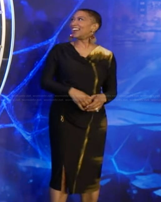 Deja Vu’s black tie dye print dress on Live with Kelly and Mark