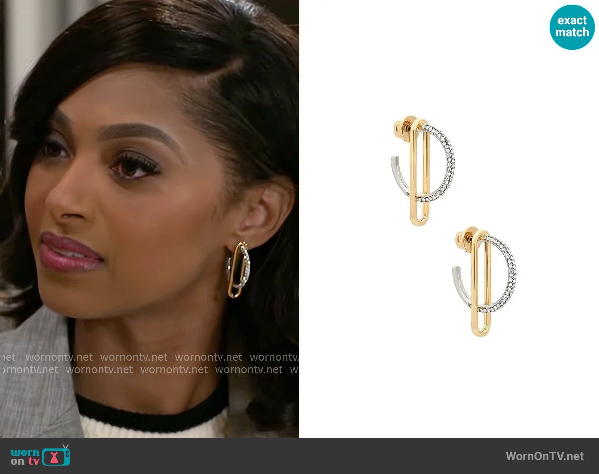 Demarson Mini Astra Hoops worn by Kat Richardson (Colby Muhammad) on Beyond the Gates