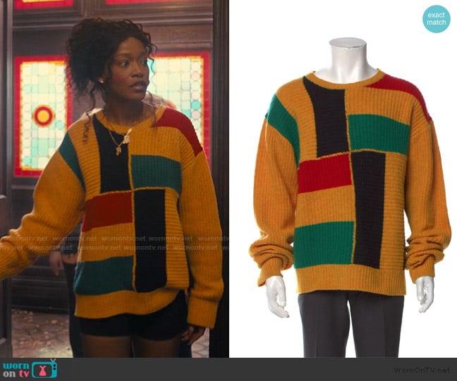 Denim Tears Lambswool Colorblock Pattern Pullover worn by Samira Fisher (Keke Palmer) on The Burbs