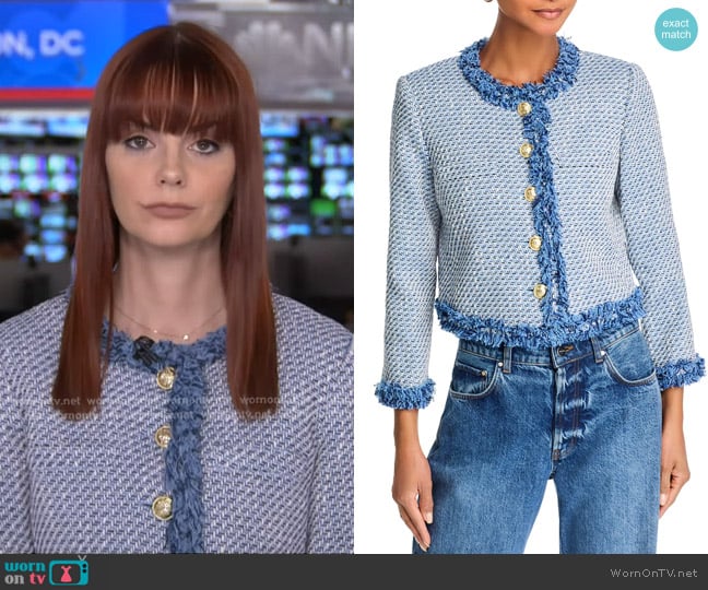 Derek Lam 10 Crosby Asuka Cropped Fringe Jacket worn by Melanie Zanona on NBC News Daily