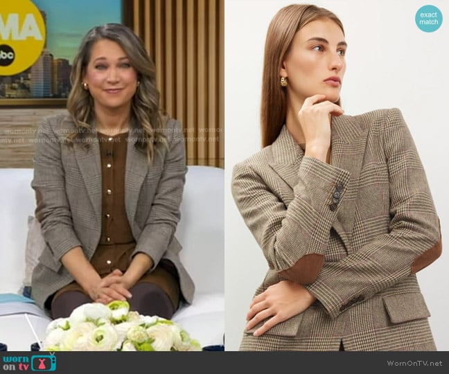 Derek Lam 10 Crosby Madalyn Plaid Blazer worn by Ginger Zee on Good Morning America
