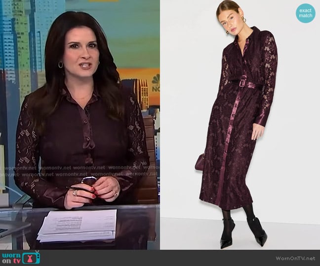 Derek Lam 10 Crosby Satin Detail Lace Midi Dress worn by Jessica Layton on NBC News Daily