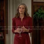 Diane’s dark red shirtdress on The Young and the Restless