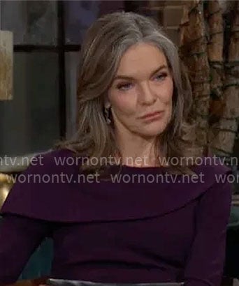 Diane’s purple asymmetric shoulder dress on The Young and the Restless
