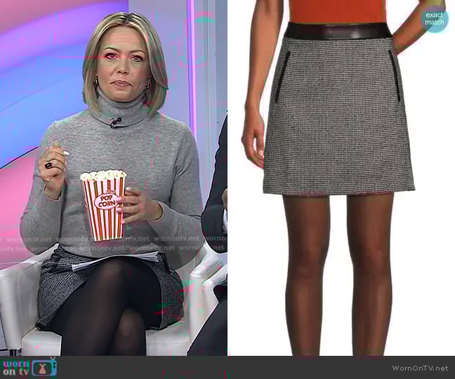 DKNY Faux-Leather-Trim Mini Tweed Skirt worn by Dylan Dreyer on Today