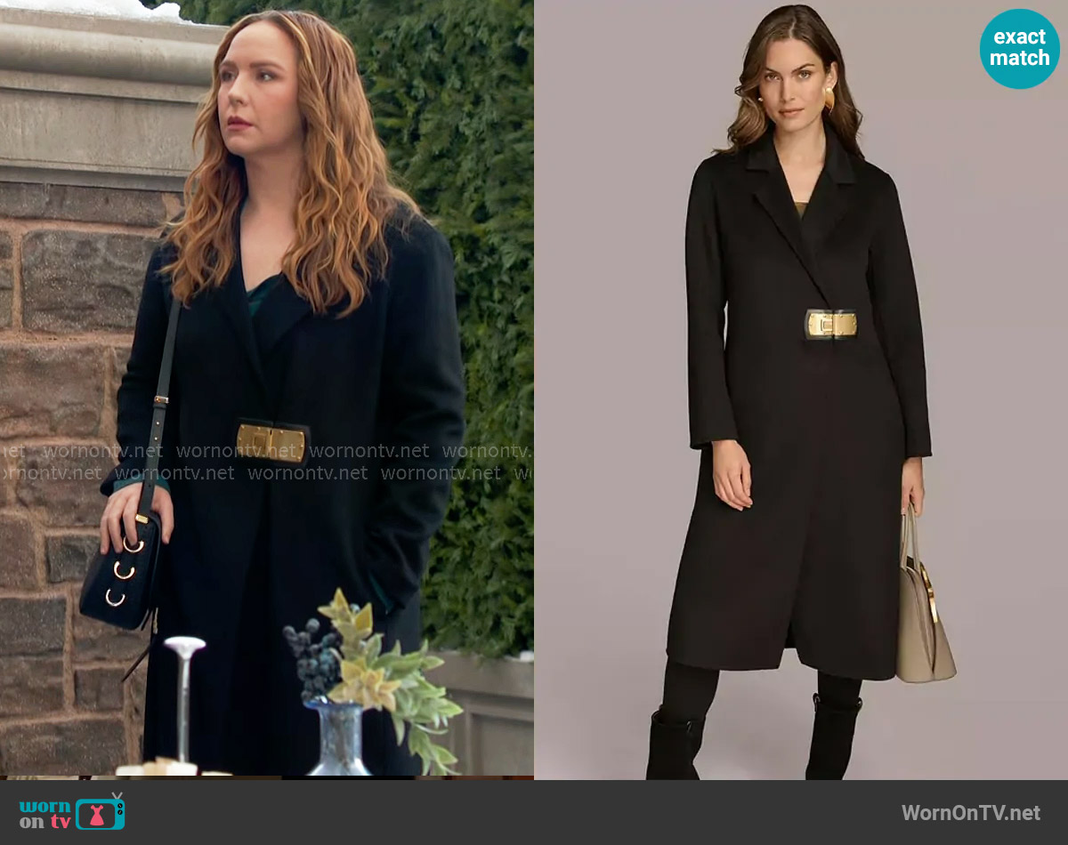 Donna Karan Buckle Front Wool Blend Coat worn by Mariah Copeland (Camryn Grimes) on The Young and the Restless