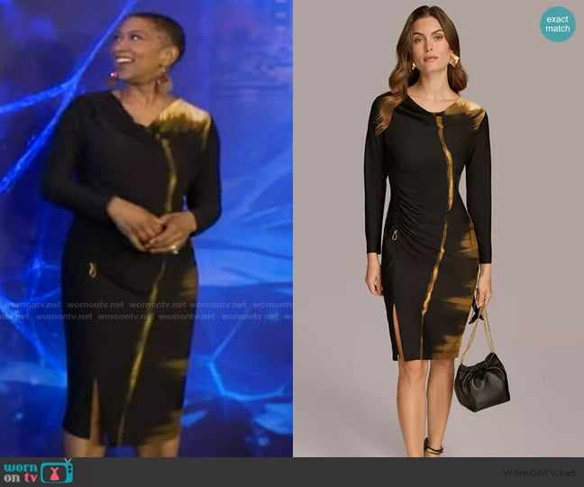 Donna Karan Printed Cowlneck Side-Ruched Dress worn by Deja Vu on Live with Kelly and Mark