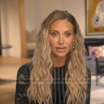 Dorit’s striped floral lace confessional top on The Real Housewives of Beverly Hills