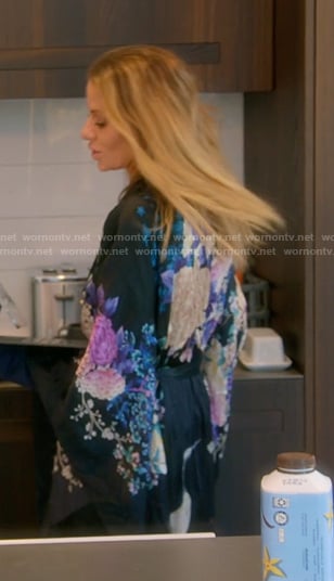 Dorit's black floral robe on The Real Housewives of Beverly Hills