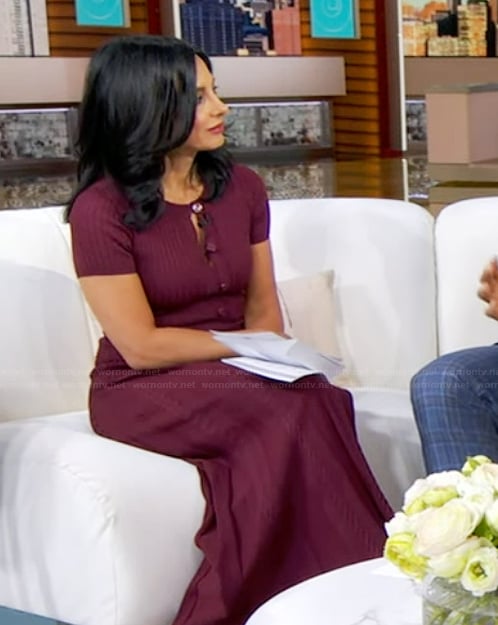 Dr Tara Narula's burgundy ribbed dress on Good Morning America