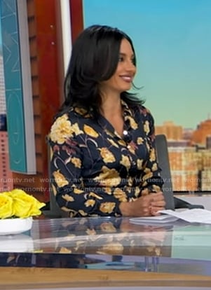 Dr. Tara Narula’s navy floral shirtdress on Good Morning America