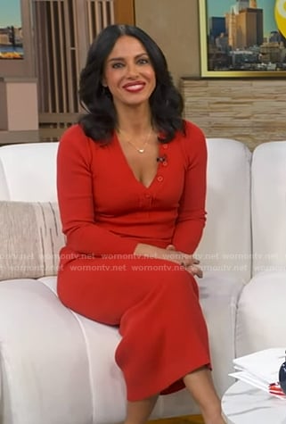 Dr. Tara Narula’s red ribbed knit dress on Good Morning America