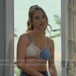 Miss Dylan’s blue two-tone bikini top on The Bold and the Beautiful