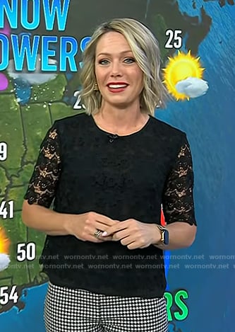 Dylan’s black short sleeve lace top on Today