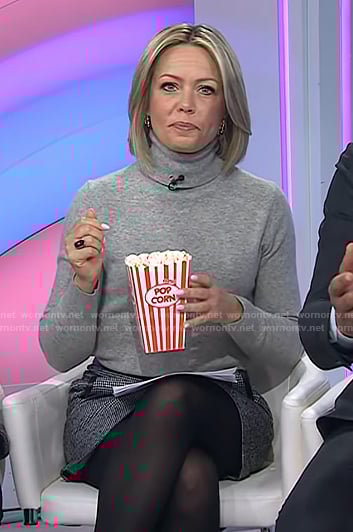 Dylan’s grey turtleneck sweater and black mini skirt on Today