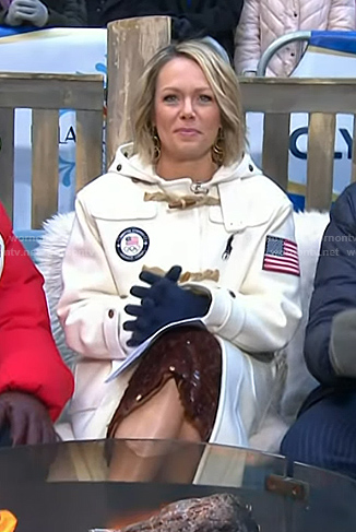 Dylan’s white toggle coat on Today