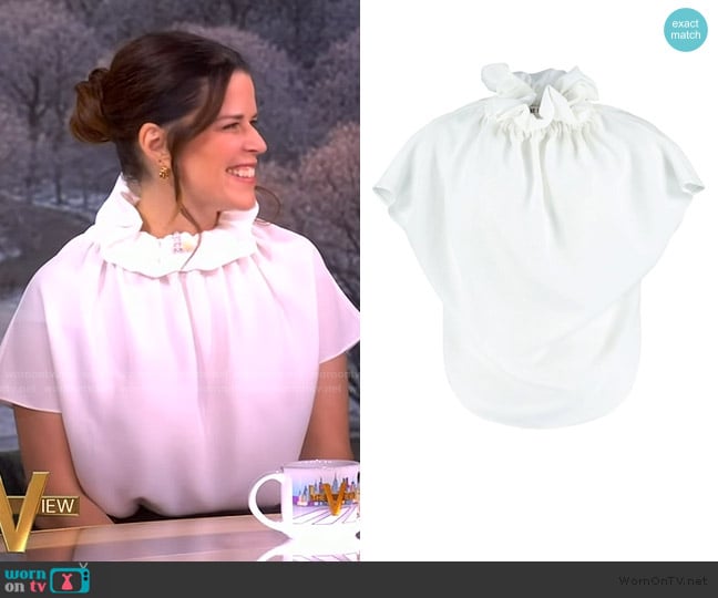 Edeline Lee Georgette Blouse worn by Neve Campbell on The View