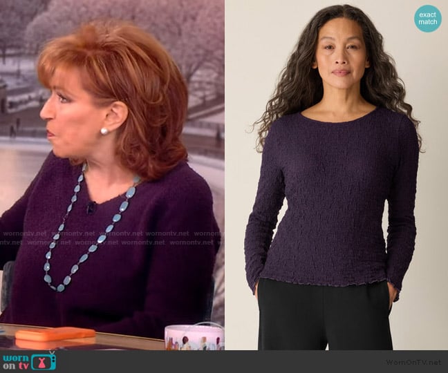 Eileen Fisher Long Sleeve Organic Cotton Crewneck Top worn by Joy Behar on The View