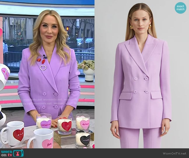 Elie Tahari Double Breasted Crepe Blazer in Iris worn by Chassie Post on Today
