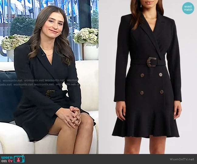 Eliza J Long Sleeve Belted Blazer Dress worn by Angie Lassman on Today