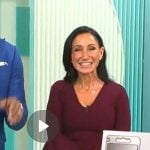 Elizabeth Werner’s purple bell sleeve dress on CBS Mornings