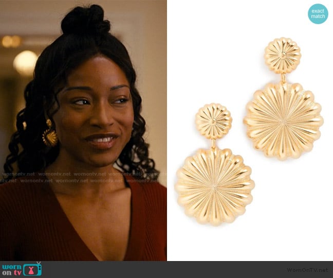Elizabeth Cole Valerie earrings worn by Samira Fisher (Keke Palmer) on The Burbs