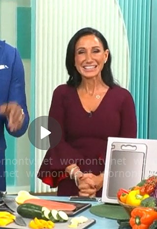 Elizabeth Werner’s purple bell sleeve dress on CBS Mornings