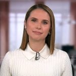 Elizabeth’s white collared knit sweater on Good Morning America