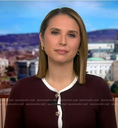 Elizabeth’s brown contrast trim dress on Good Morning America