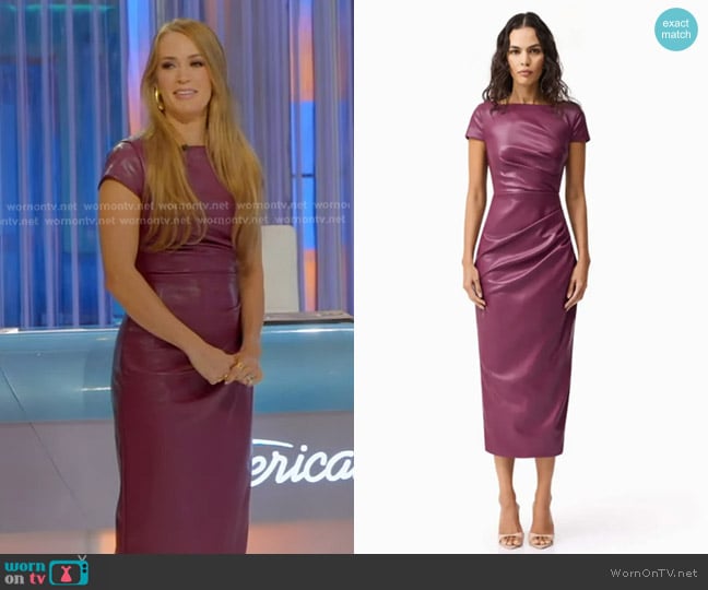 Elliatt Nova Midi Dress in Berry worn by Carrie Underwood on American Idol