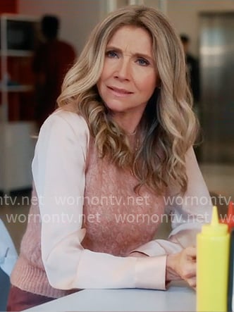 Elliot's pink cable knit sweater vest on Scrubs