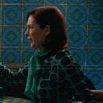 Elsbeth’s green polka dot cardigan on Elsbeth