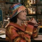 Elsbeth's multicolored knit sweater on Elsbeth