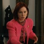 Elsbeth’s pink tie front cardigan on Elsbeth