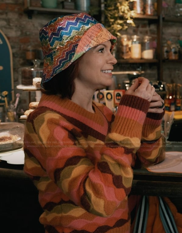 Elsbeth’s multicolored knit sweater on Elsbeth