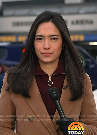 Emile’s purple half-zip sweater and brown coat on Today